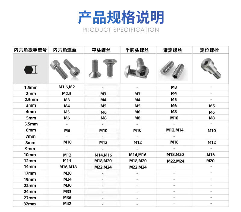镍六角匙平头扳手高强度内六角公制英制六角扳手板手 内六角扳手