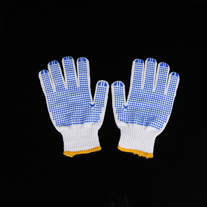 棉纱劳保手套 漂白棉纱保暖胶手套 物流搬卸货运输点珠点胶手套