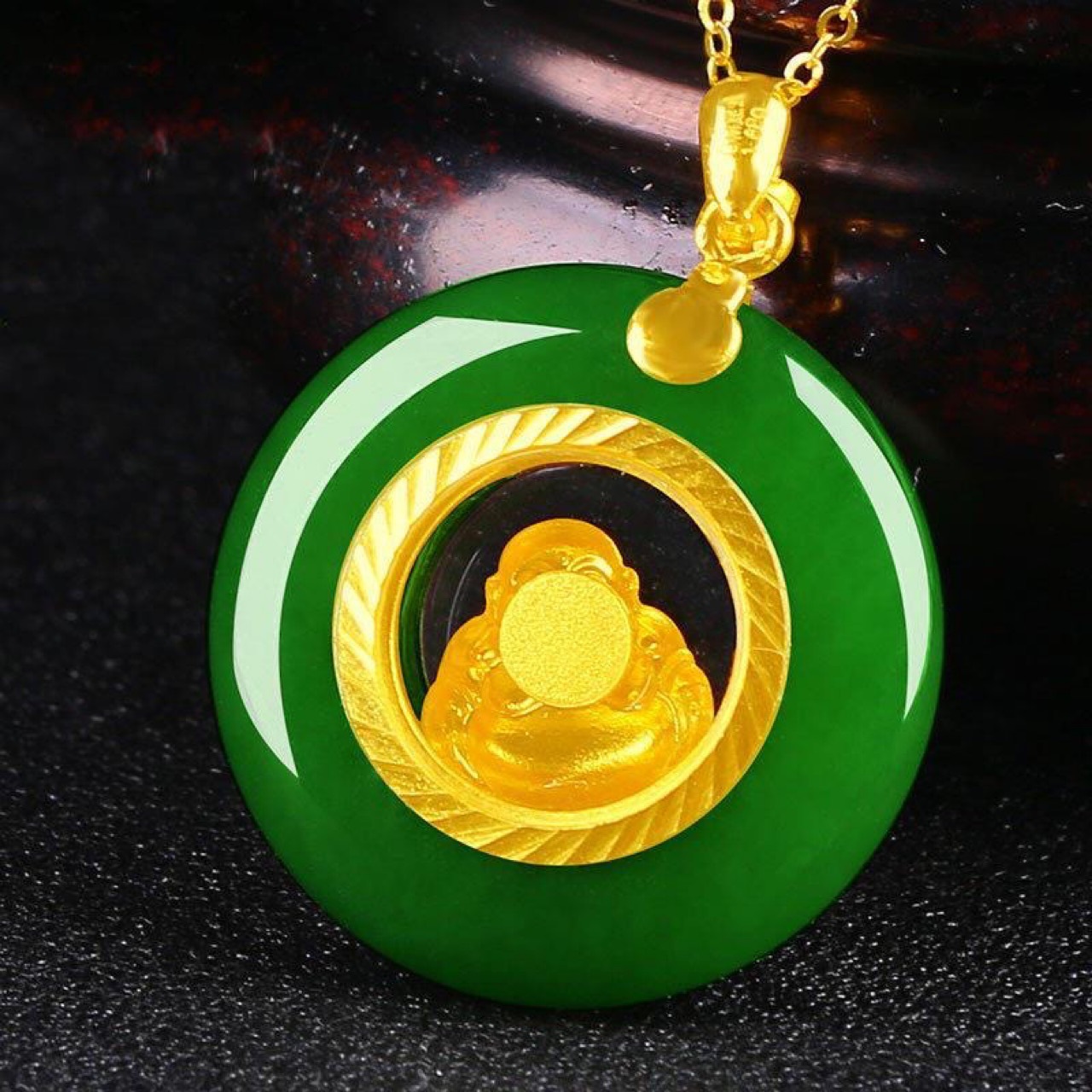 金镶玉时来运转弥勒佛吊坠观音佛吊坠纯天然和田玉碧玉转运佛吊坠