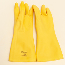 厂家货源 三蝶工业耐酸碱橡胶手套 加厚防化学乳胶防水实验室手套