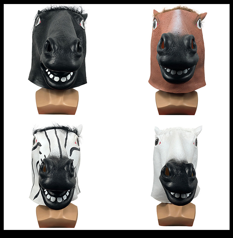 厂家供货搞笑马头套面具 动漫卡通可爱动物头饰 化妆舞会派对道具