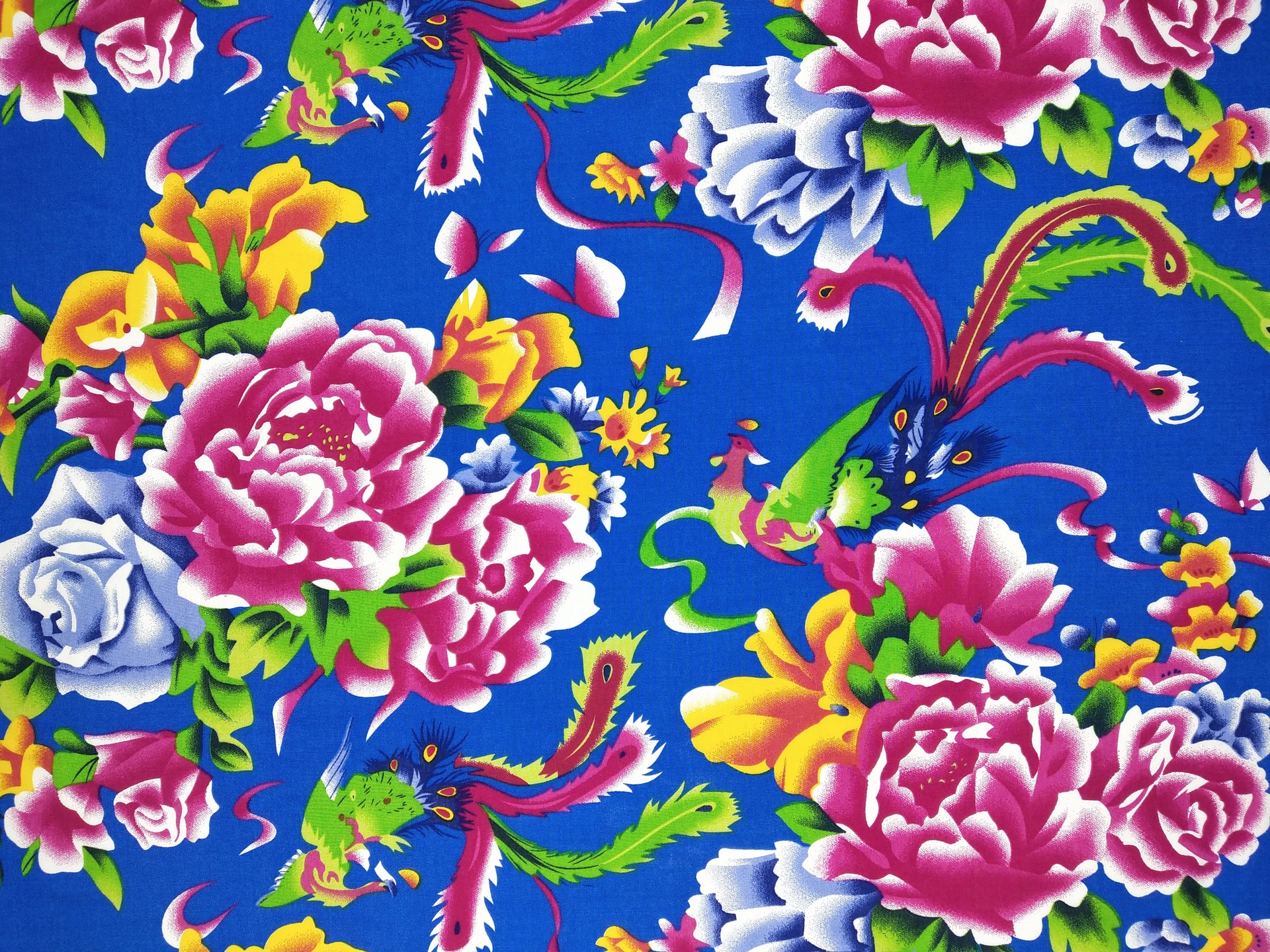 东北大花布凤凰牡丹装饰纯棉绸人造棉面料酒店农家乐装修墙面布料