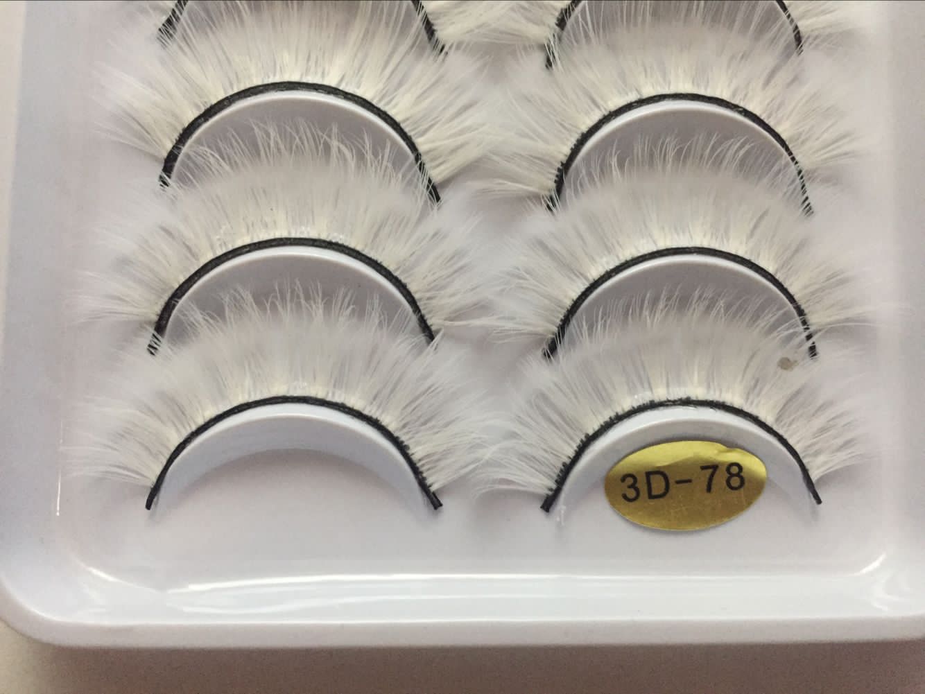 3d-78厂家批发十对装假睫毛手工制作柔软轻盈白色眼睫毛