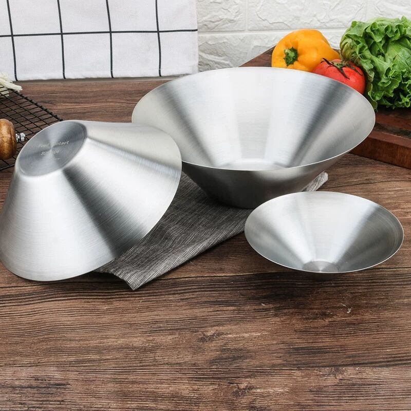 Hz473 Salad Dish 304 Stainless Steel Korean Style Dish Thickened Fruit Basin Tableware Kitchenware Hotel Supplies