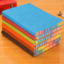 A5加厚笔记本软面仿皮记事本印制LOGO创意彩虹边日记本本子批发