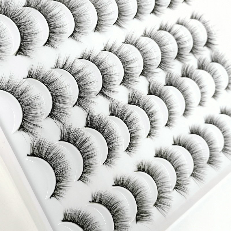 3D Chemical Fiber False Eyelashes 20 Pairs Handmade Natural Curling Thick Assortment Pack Eyelash Cross-Border Supply