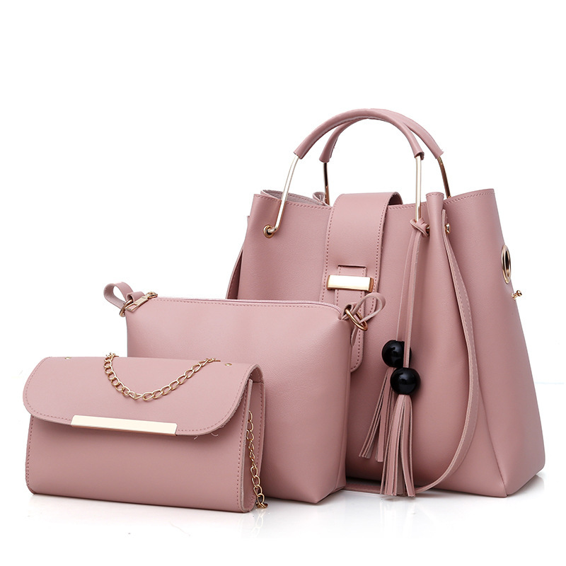 New Combination Bags Three-Piece European and American Fashion Women's Shoulder Messenger Bag Tassel Portable Large Bag Bucket Bag