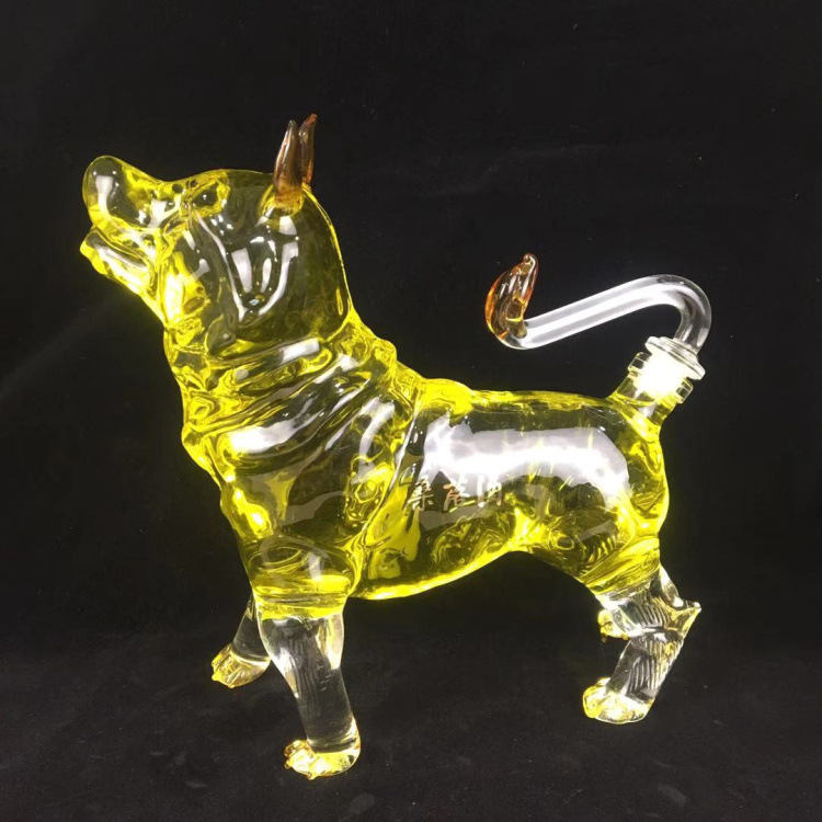 透明玻璃十二生肖艺术狗造型泡酒瓶摆件家用高硼硅玻璃酒瓶盛酒器