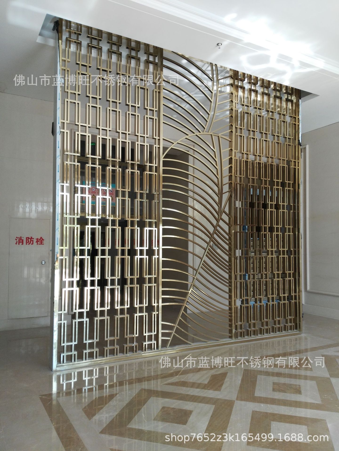 中式不锈钢客厅屏风隔断金属玫瑰金欧式花格艺术钛金屏风花玄关镂