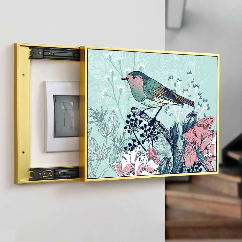 电表箱装饰画推拉式弱电箱电闸箱挂画动物美式总开关盒子遮挡壁画