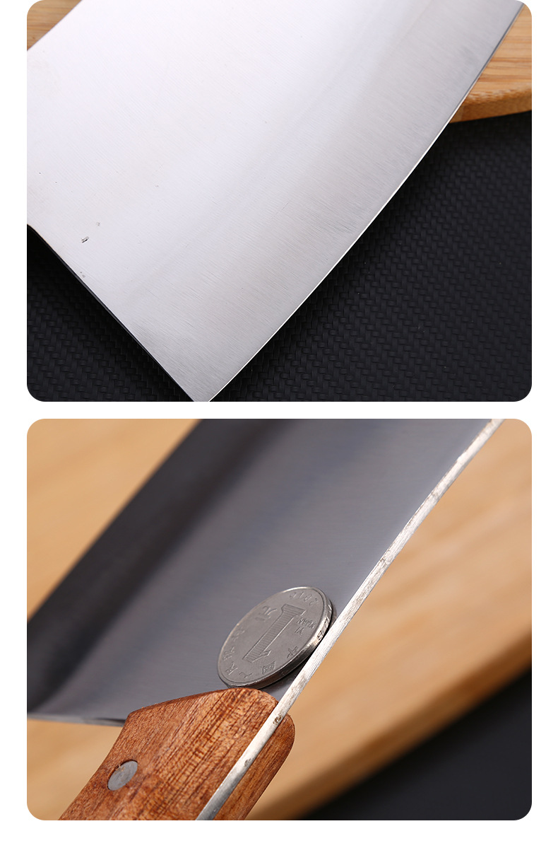 大河家不锈钢菜刀 加宽刀面大号木柄厨师刀 家用厨房切菜切肉刀具