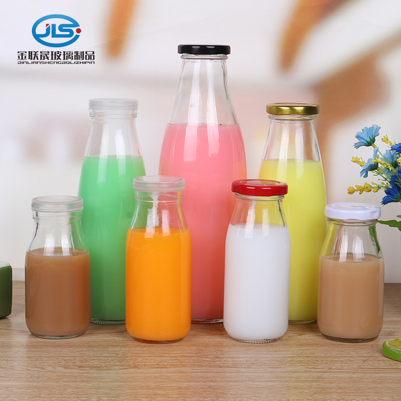 耐高温鲜奶奶玻璃瓶酸奶鲜奶吧瓶专用饮料的密封牛奶瓶加厚装带盖