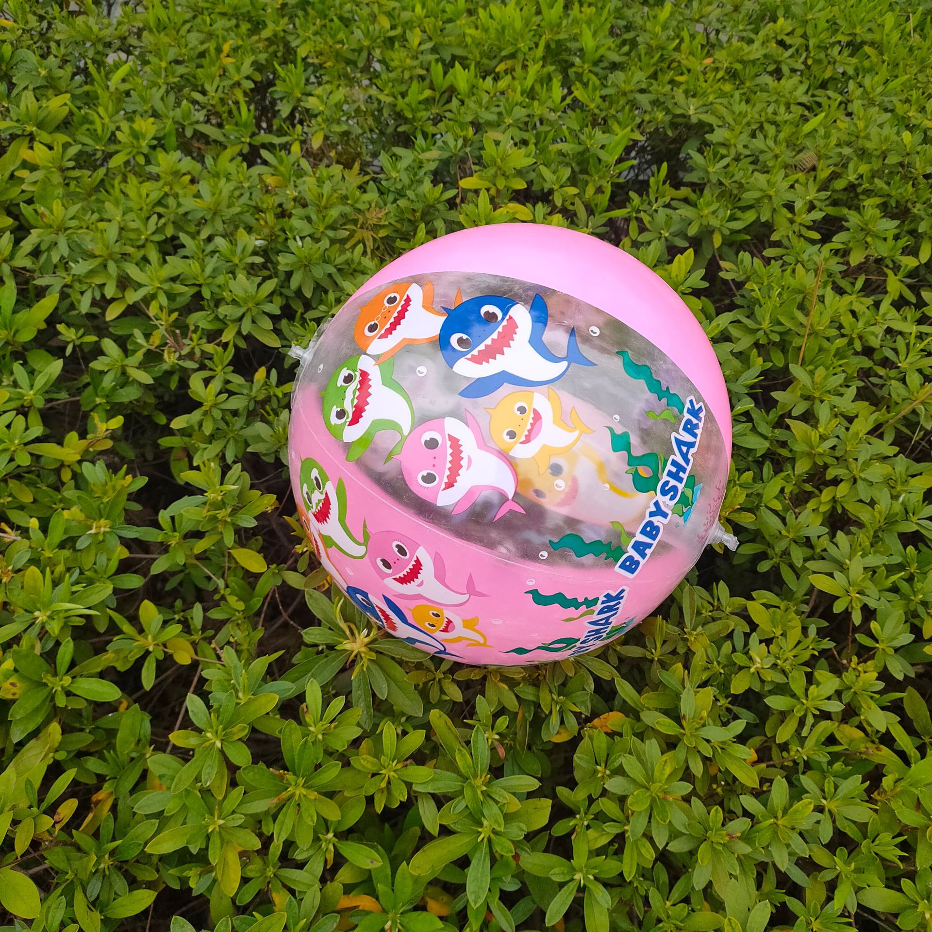 pvc充气球中球玩具 儿童玩耍透明海洋沙滩球 卡通皮球广告球
