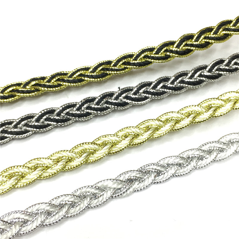 7cm金银丝编织带 人字纹辫子绳舞台装服装辅料花边特供