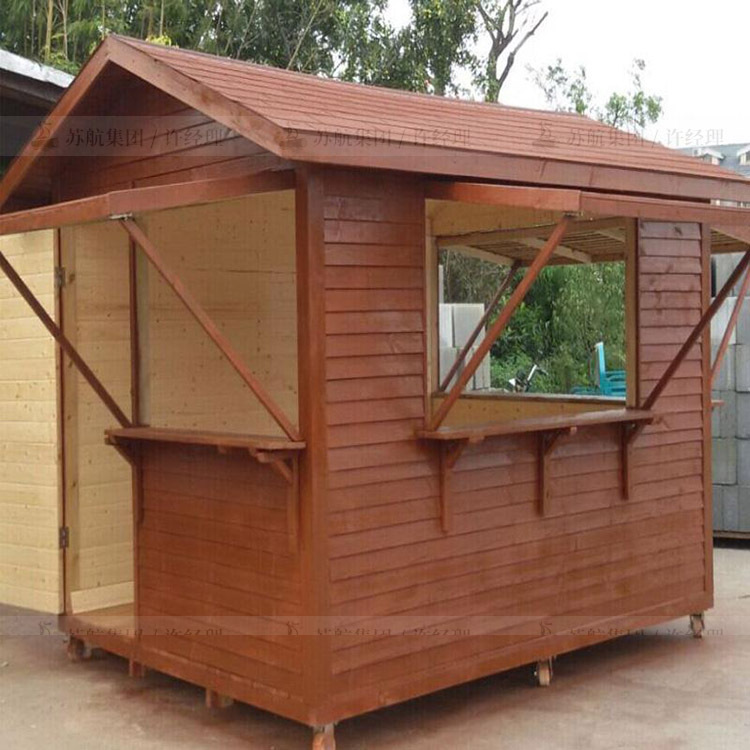 厂家定制户外防腐木售卖亭售货屋 可移动仿古售卖车 景区实木亭