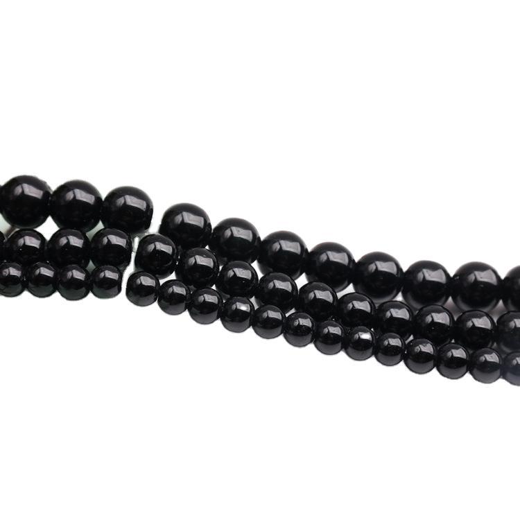 Factory Direct Supply Black Agate Scattered Beads DIY Ornament Accessories Black Agate round Beads Semi-Finished Bracelet Beads Wholesale