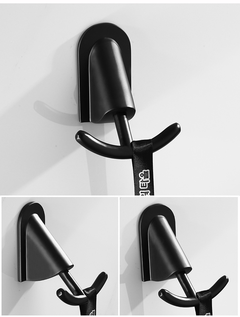 不锈钢衣柜挂钩浴室黑色衣架钩北欧单钩免打孔壁挂墙壁单个挂衣钩