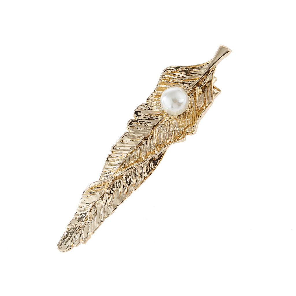 新款麻面雾金珍珠鸭嘴夹发夹女式合金发夹跨境热卖速卖通发饰货源