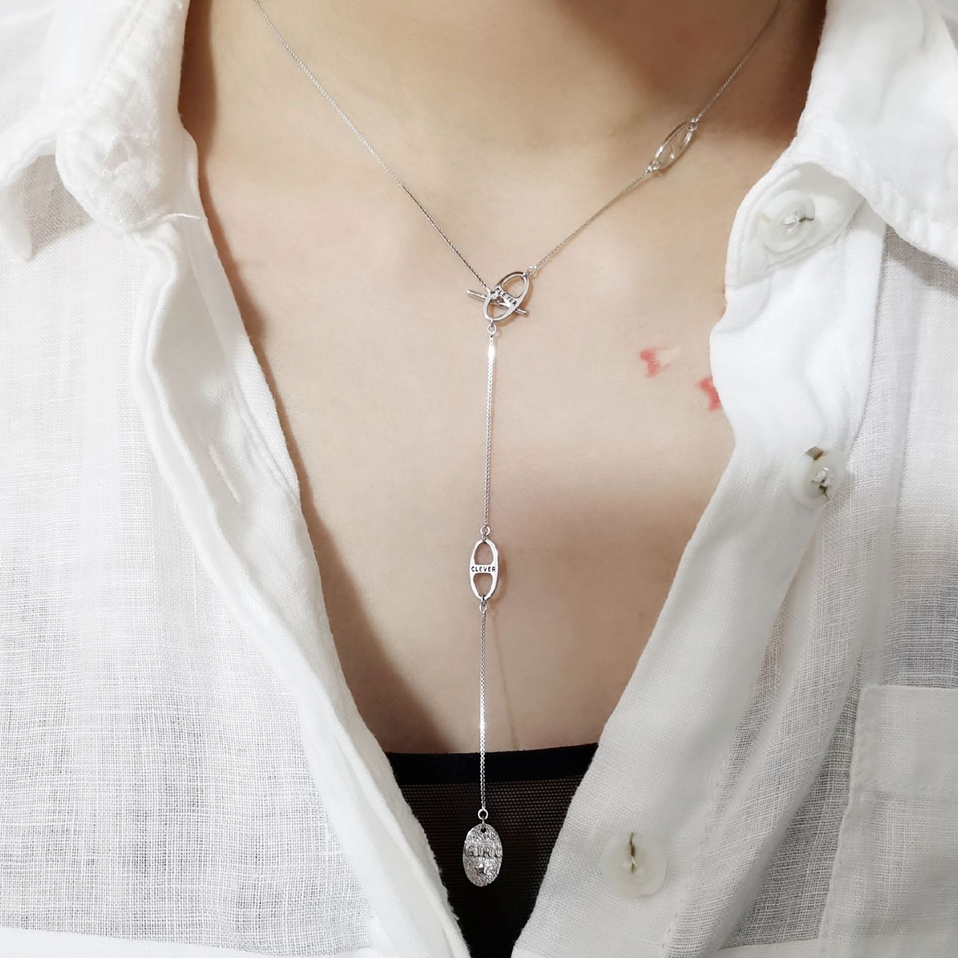 长款毛衣链个性颈链s925纯银日韩气质百搭一款多戴式锁骨链批发