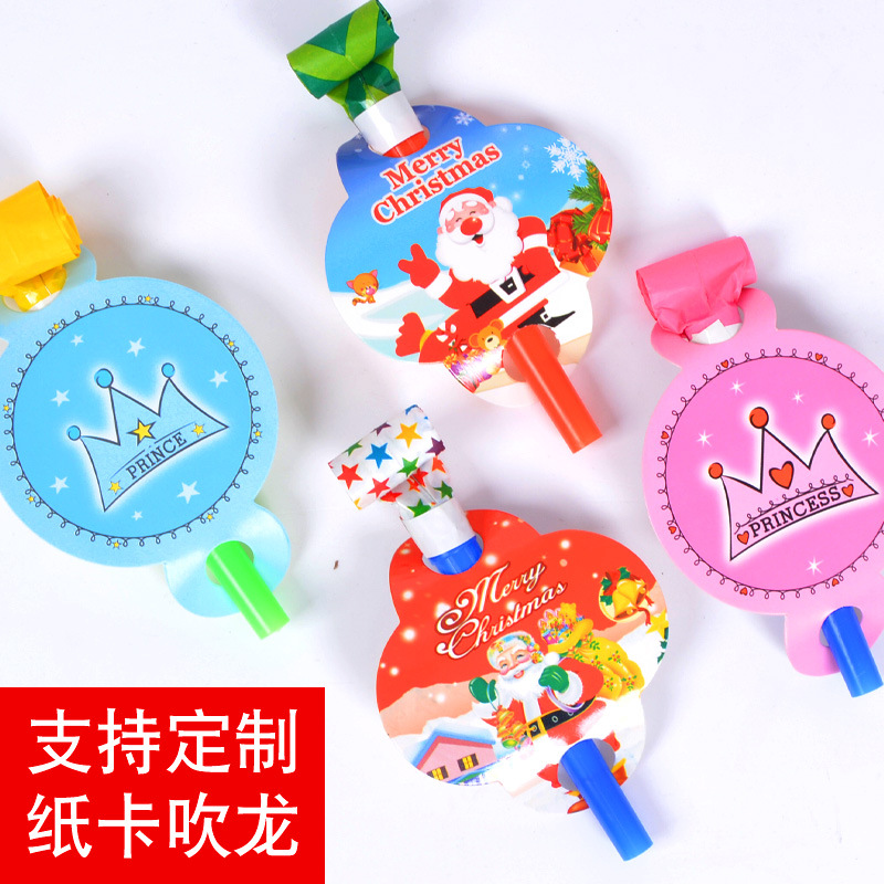 Factory Wholesale Foreign Trade Blowouts Rolls Toy Whistle 11cm Children Cartoon Christmas Blowouts Whistle Horn
