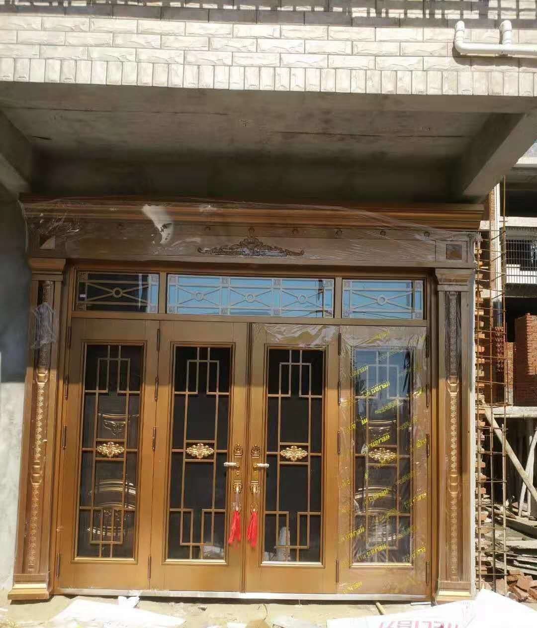 农村自建别墅大门四开子母钢化玻璃门商铺非标门大厅透光门阳台门