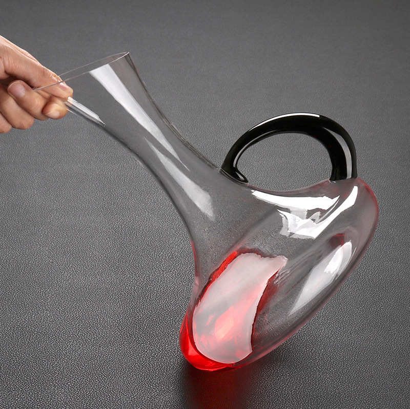 水晶玻璃红酒醒酒器个性创意大号黑把葡萄酒分酒器酒壶倒酒器家用