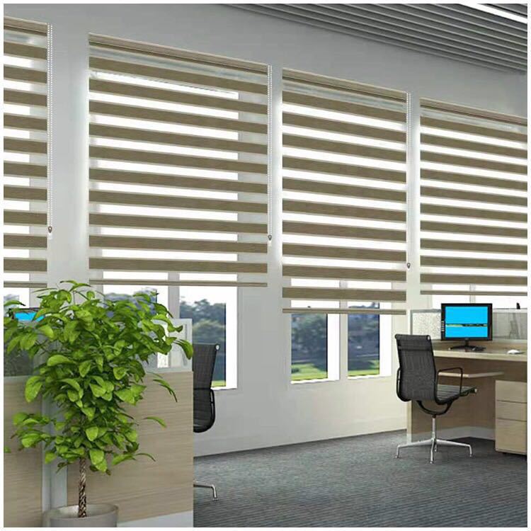 定制柔纱帘卷帘窗帘学校遮光窗帘办公室双层遮阳写字楼防晒帘电动