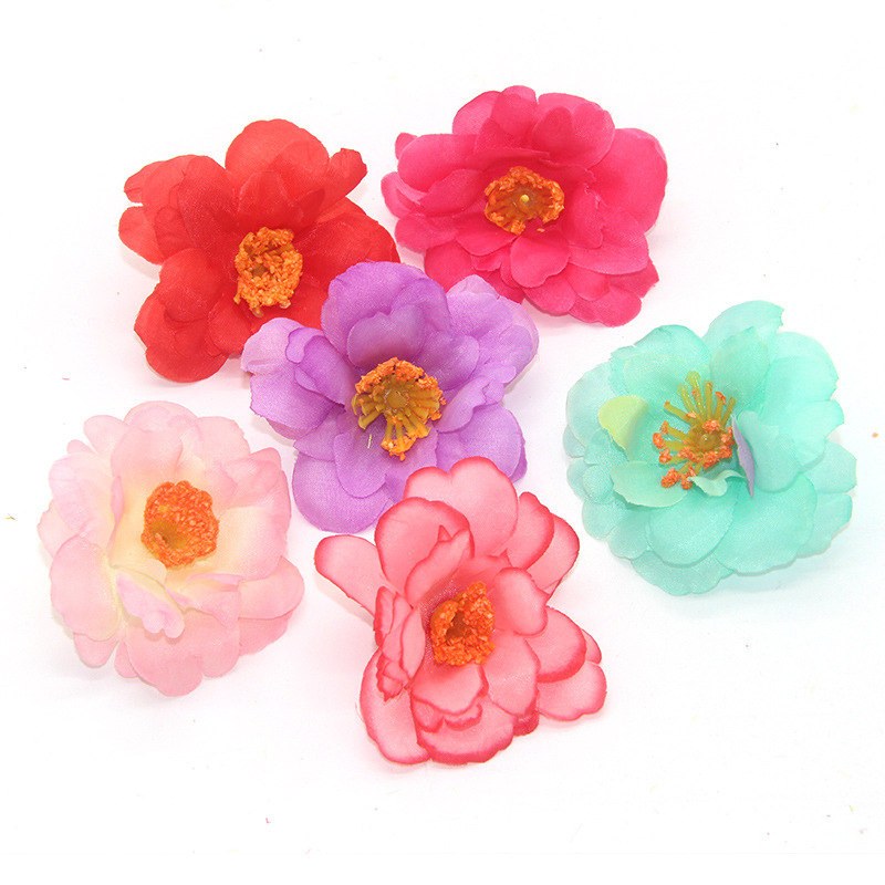 厂家直销4层泡沫芯仿真樱花花朵头环发饰装饰用花头6.5cm