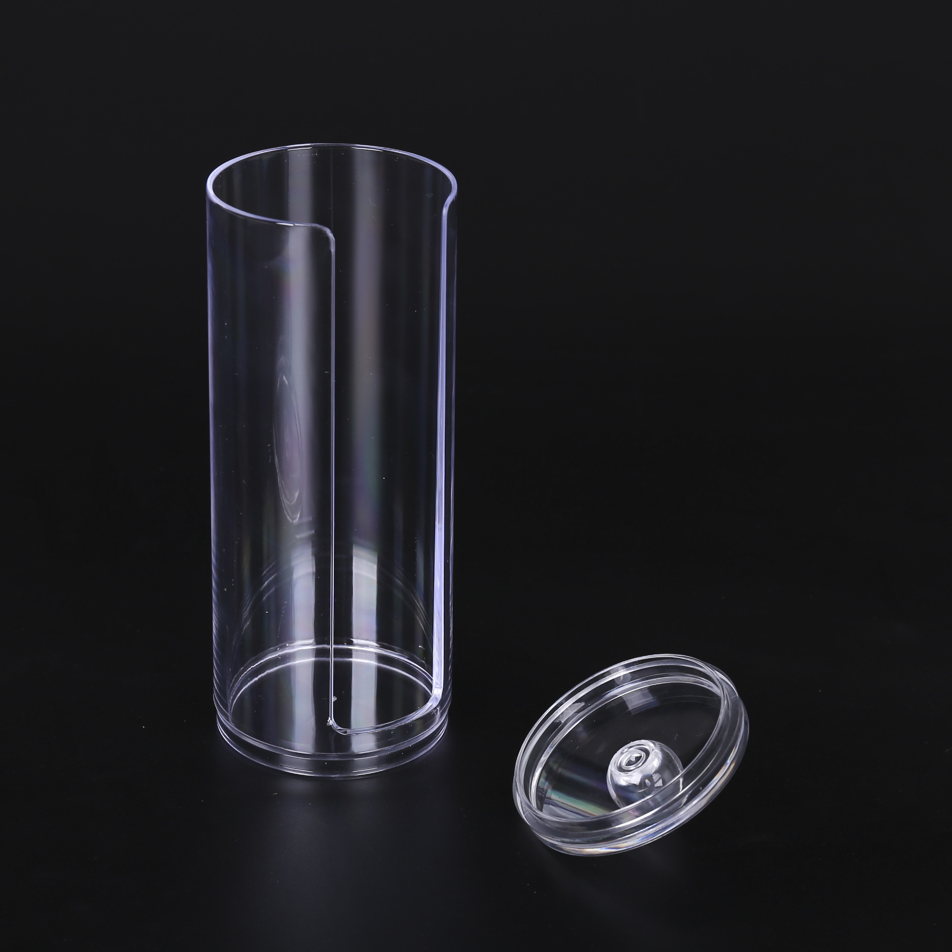 亚克力透明收纳盒有机玻璃带盖透明圆柱形罐办公文具收纳批发