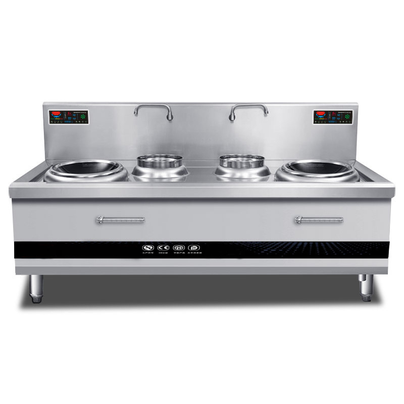 双头双尾电磁小炒炉15kw*2 酒店食堂商用双炒双温灶厂家定制