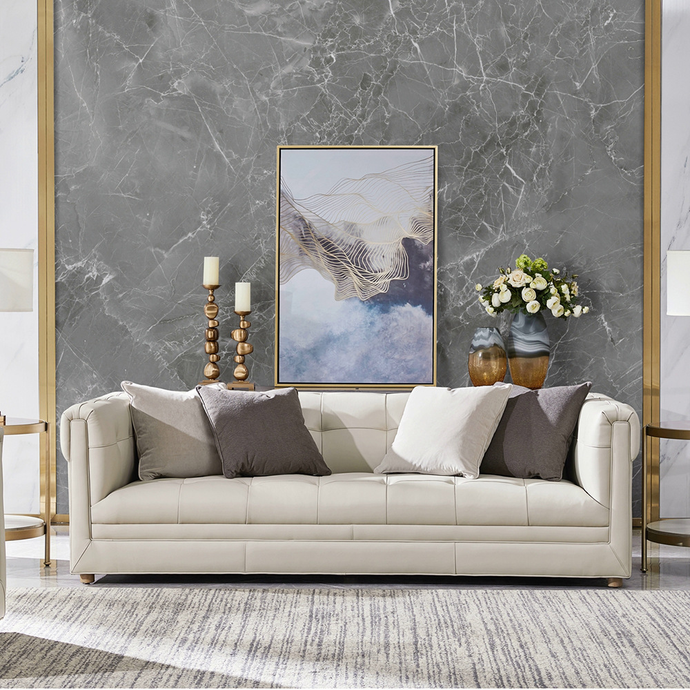 轻奢风格真皮沙发组合北欧客厅单人沙发大户型sofa一件代发代工