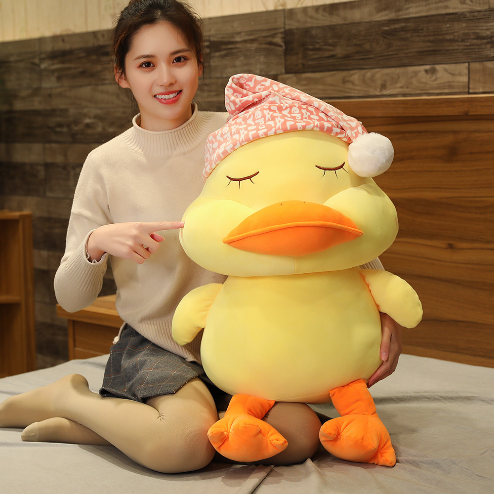儿童生日礼物_厂家新款睡帽大嘴鸭公仔玩偶 儿童生日礼