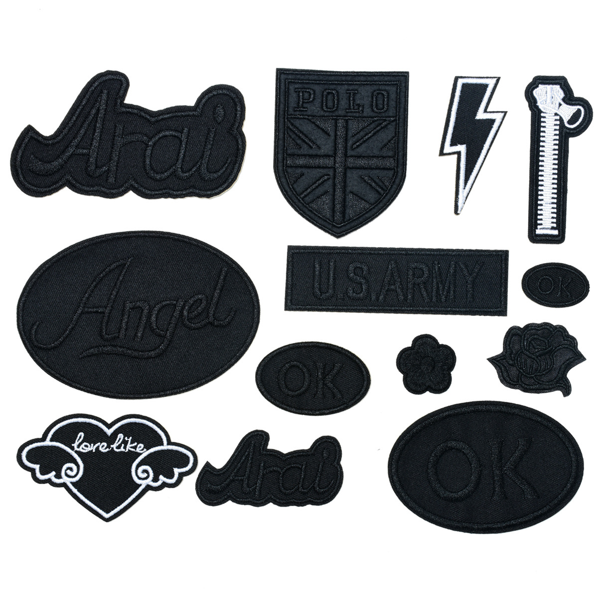 自粘无痕羽绒服修补破洞装饰贴花大中小号纯黑色布贴补丁贴绣花章