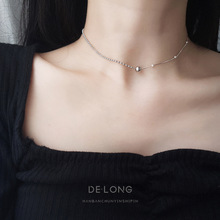 个性极简圆珠颈链s925纯银项饰chic韩式气质女款珠子项链潮人饰品