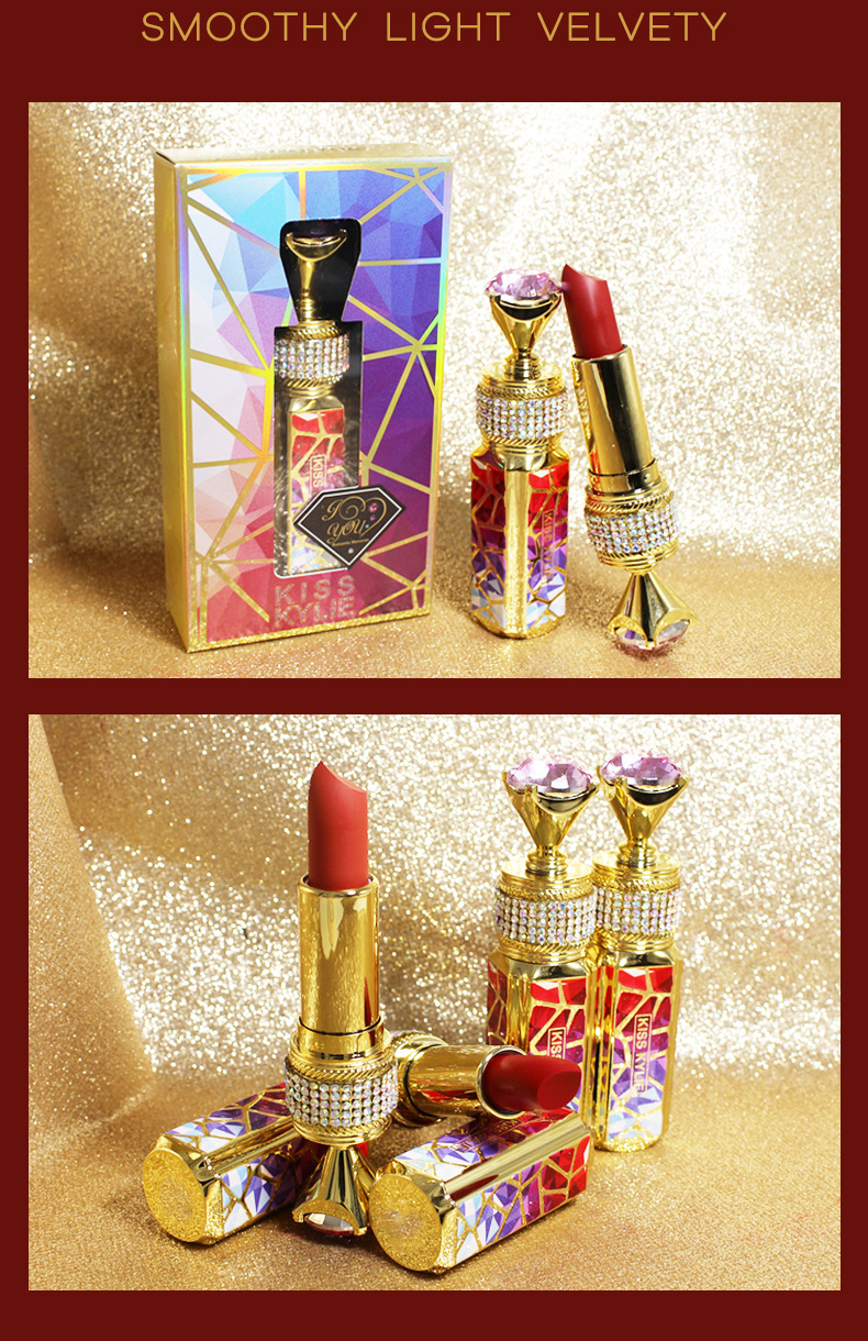 kisskylie浪漫心钻魅惑口红闪钻持久滋润不掉色唇膏网红直播kl824