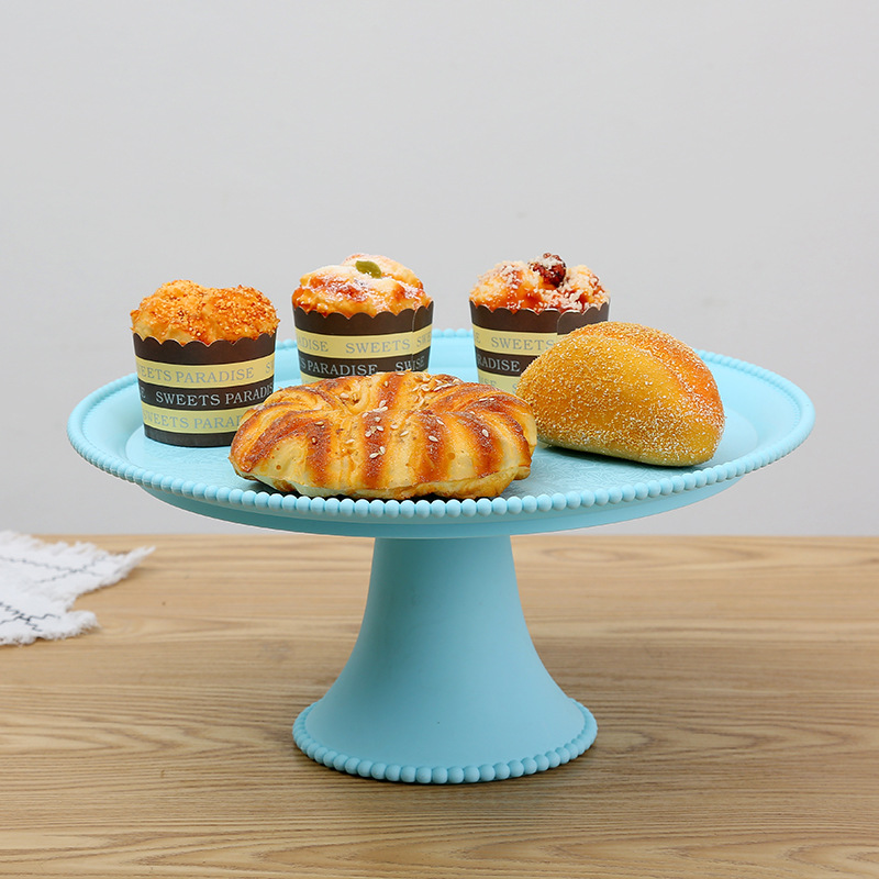 圆台形蛋糕烘焙面包食品盘pp塑料下午茶点心生日婚礼高脚蛋糕托盘