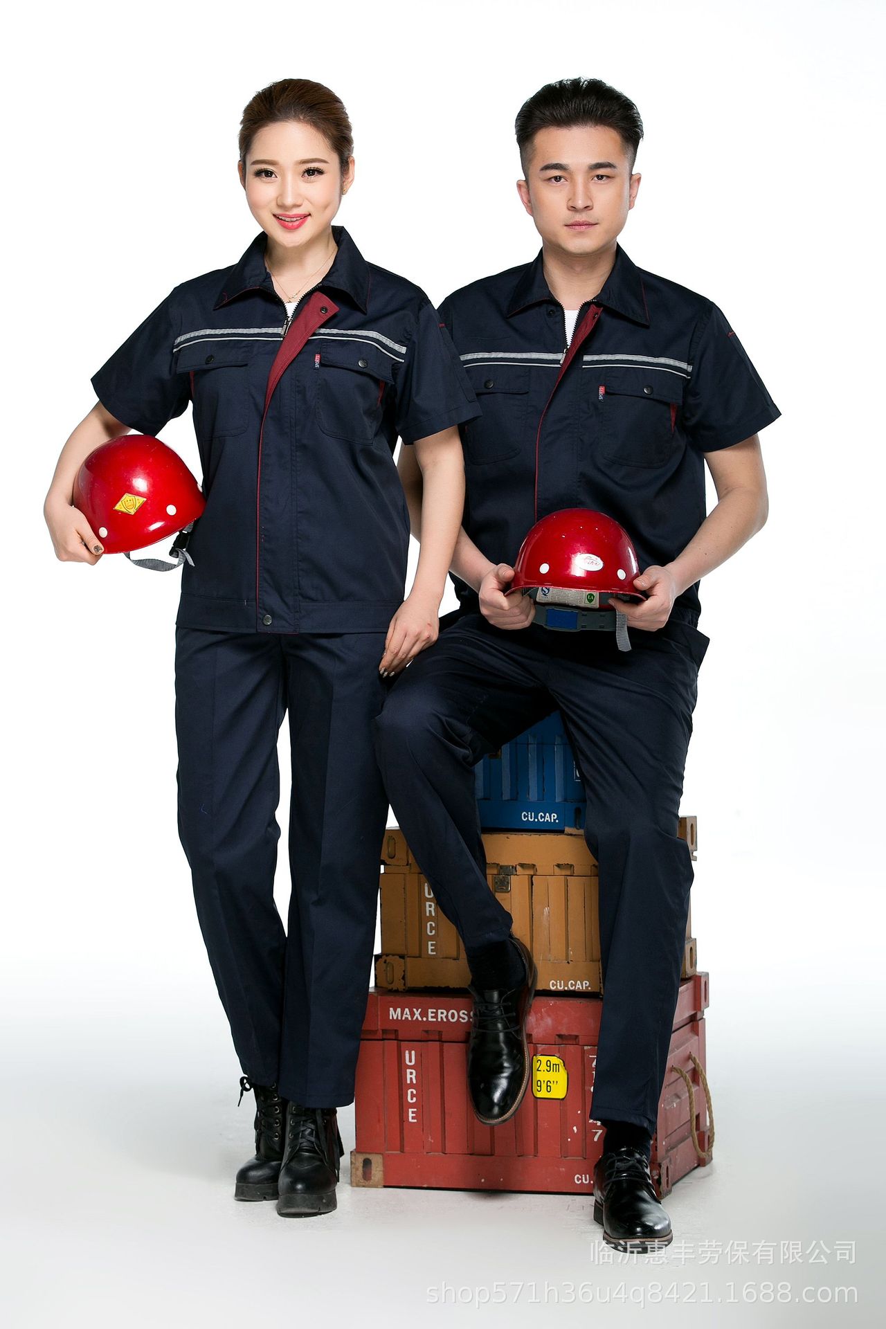 夏季工作服套装男女短袖薄款定制工厂车间工人汽修定制logo刺绣