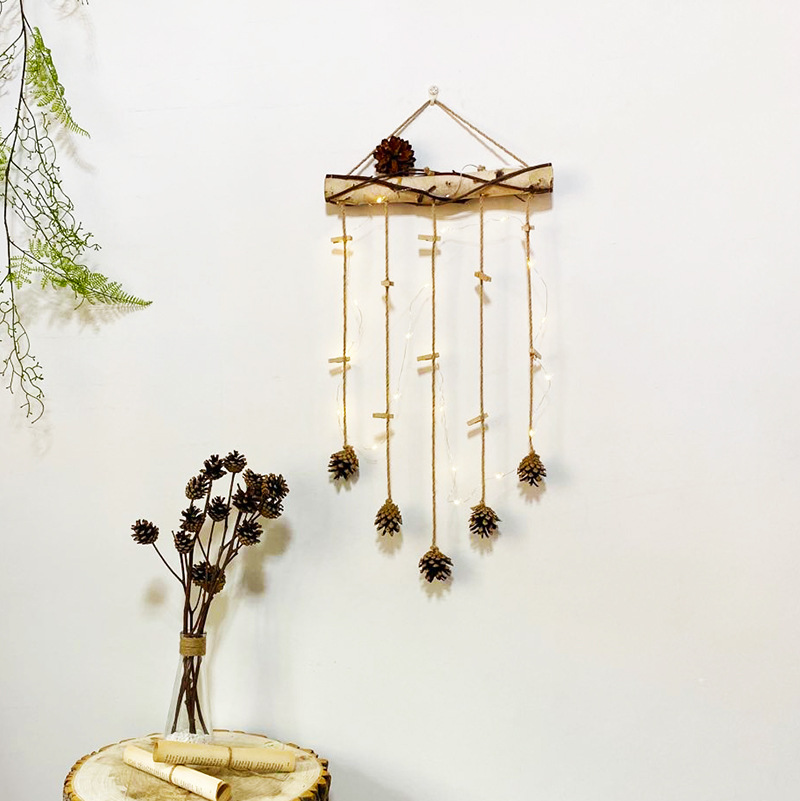 diy墙壁装饰墙面挂饰网红ins松果干树枝干花照片墙幼儿园家居挂件