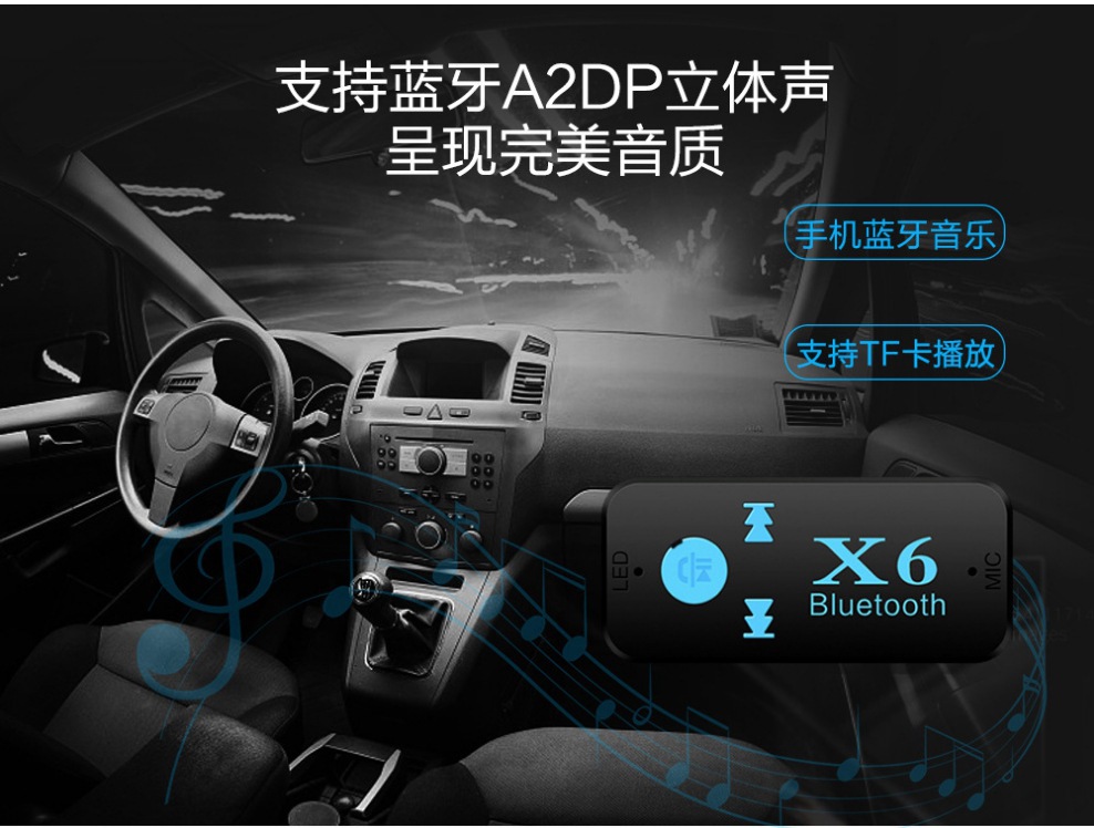 5车载音箱车载蓝牙免提通话可插tf卡便携随身听