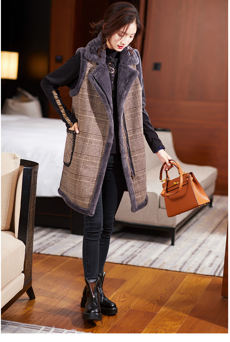 大码女装2020新款冬装呢子大衣加绒加厚减龄毛呢马甲外套胖mm显瘦