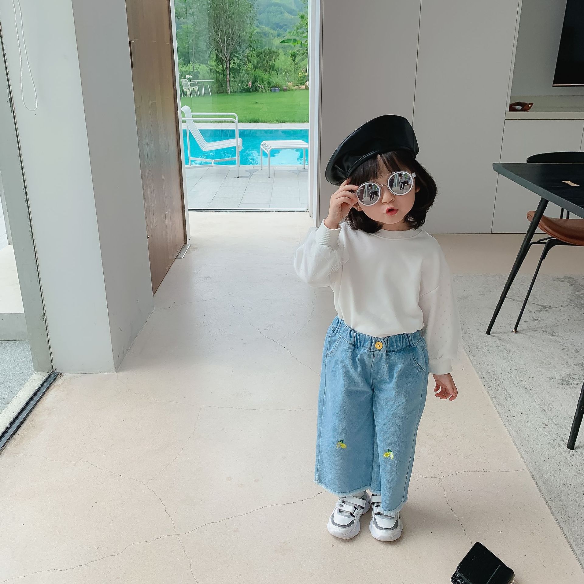 韩版童装2020秋款女童蕾丝拼接t恤衫 女宝长袖卫衣中小女童套头衫