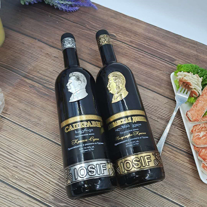 俄罗斯进口格鲁吉亚红酒斯大林干红 半甜一瓶750ml支持一件代发