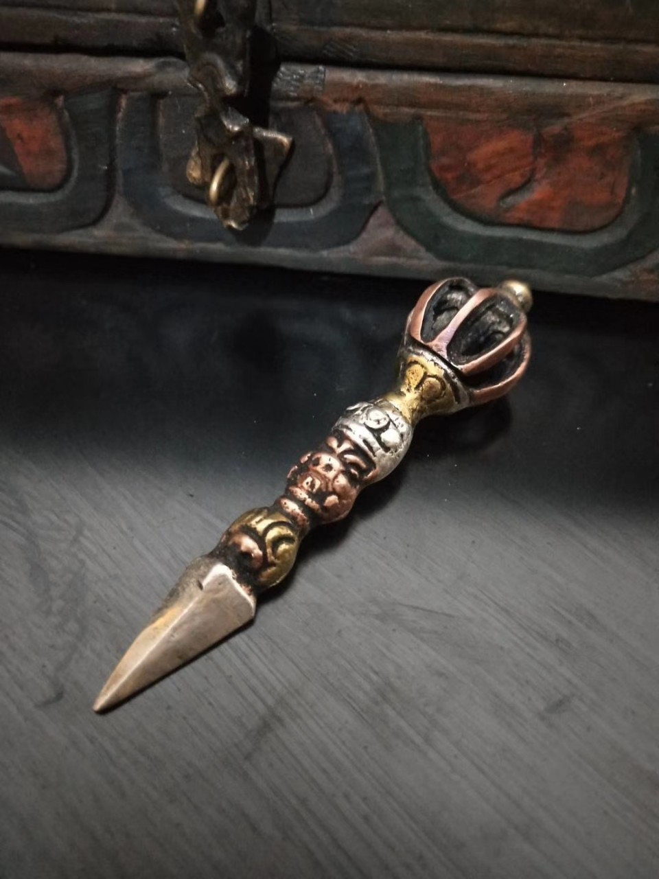 金刚杵九股降魔杵手工三色铜小号佛教用品法器把件民族风尼泊尔