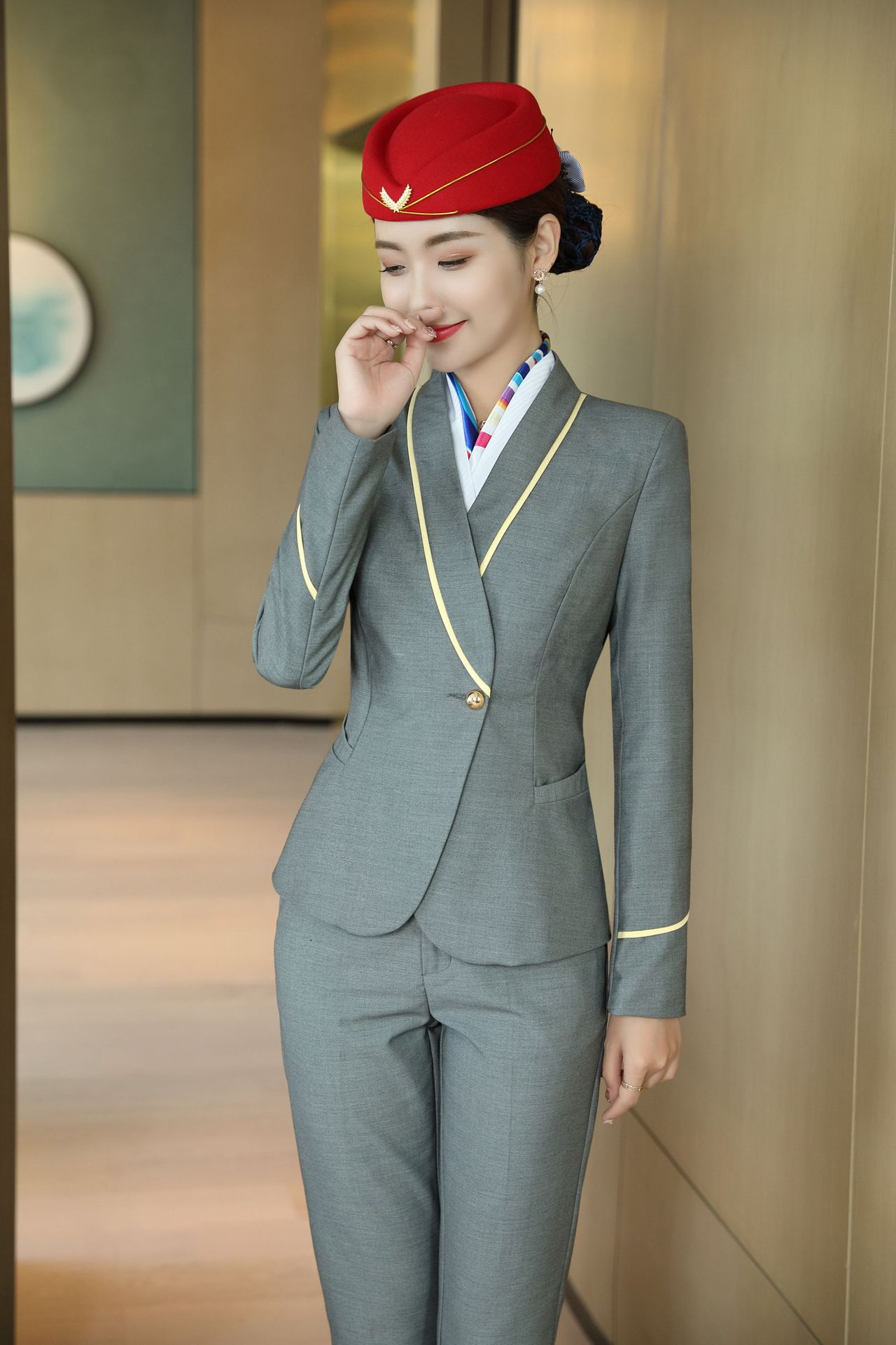 南航空姐制服职业女士套装干练女神范销售面试美容师前台工作服