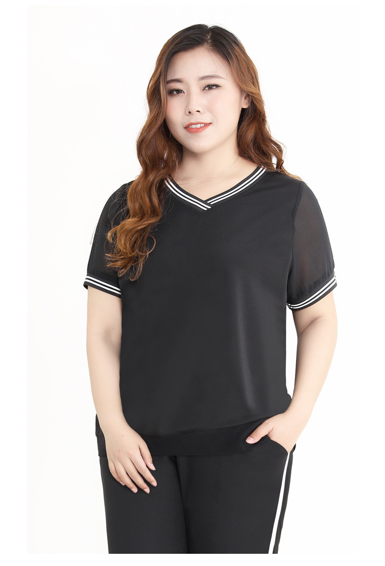 胖妹妹大码女装休闲t恤套装2020夏装加肥加大运动跑步上衣20031t