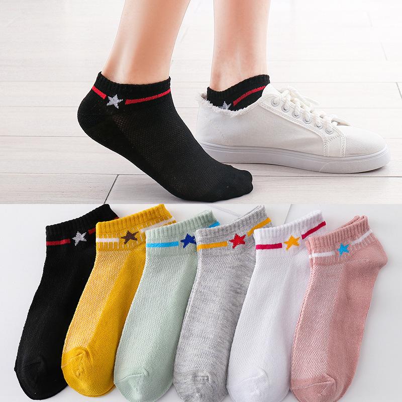 Spring and Autumn Socks Women's Solid Color Women's Invisible Socks Shallow Mouth Polyester Cotton Socks Low Top Women's Boat Socks Stall Supply Socks Wholesale