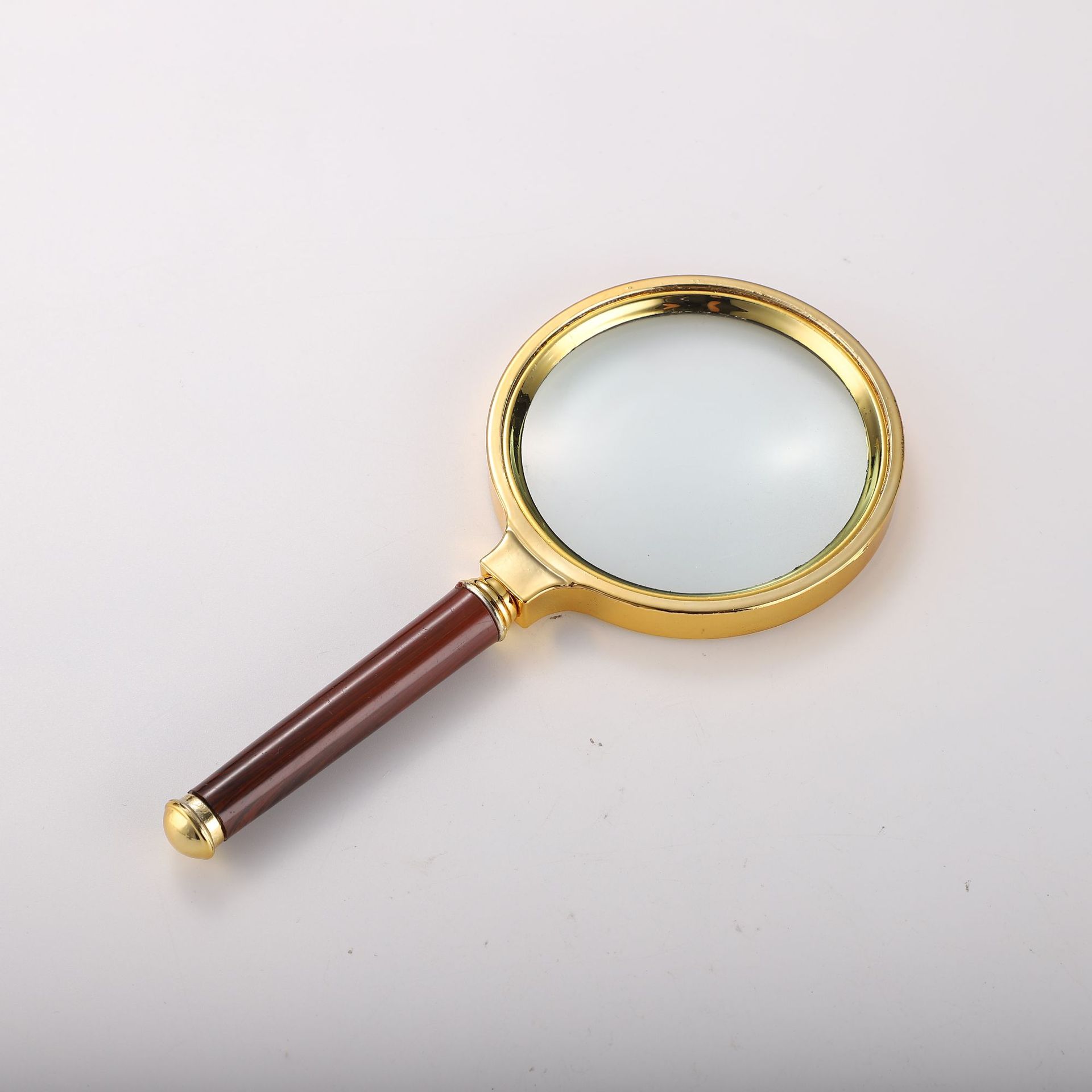 直柄木柄放大镜手持式5倍放大镜阅读文字放大器户外取火聚焦镜