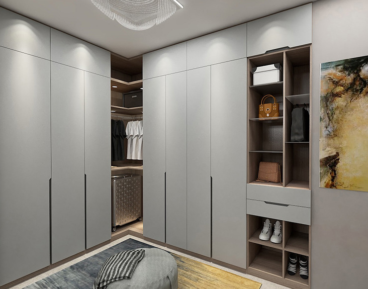 卧室家具现代开放式转角衣柜衣帽间定制烤漆门欧式风格高端定制