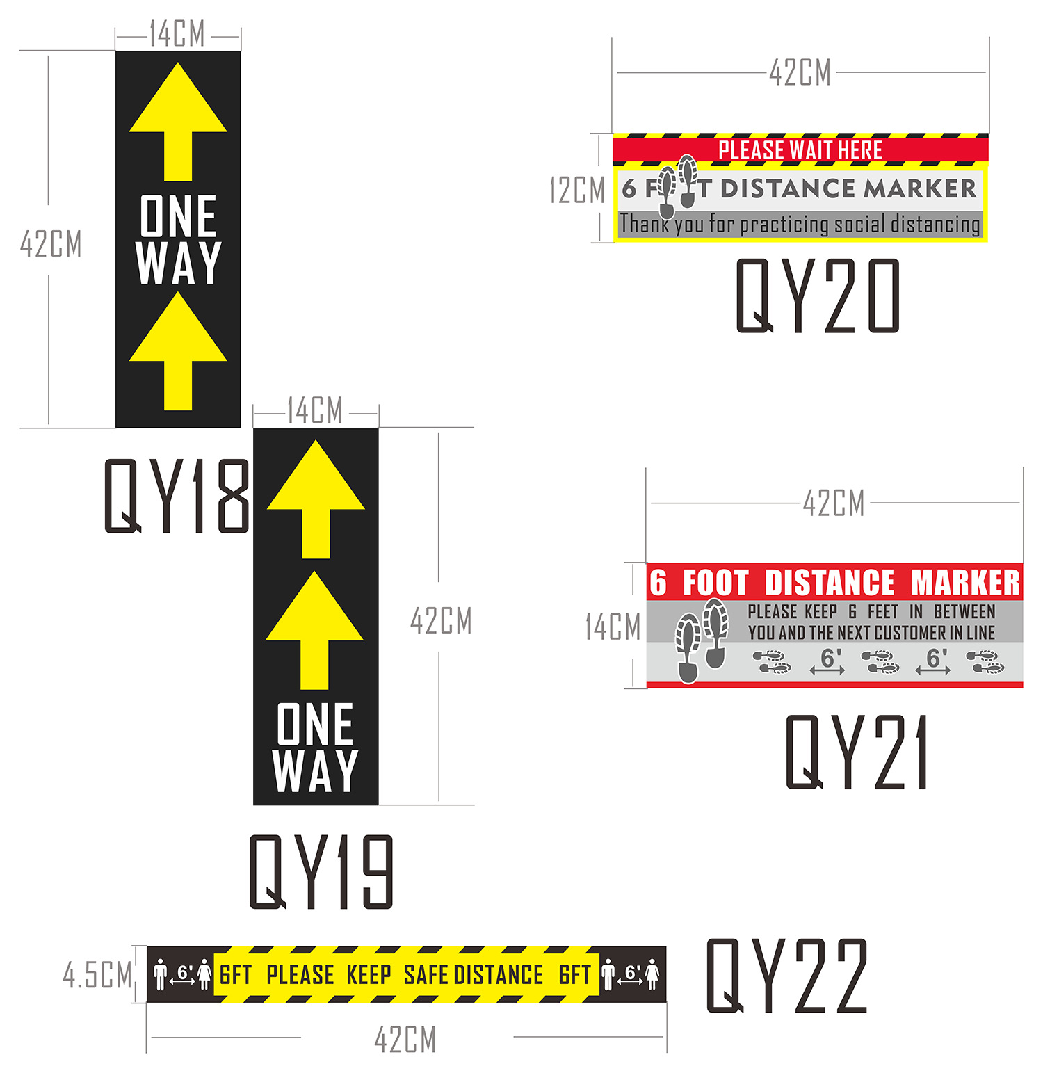 跨境爆款防疫地贴抗击疫情间距地贴学校防疫保持距离地贴标识定制