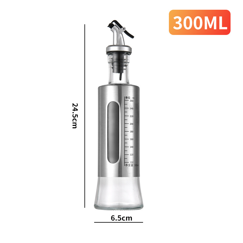 kitchen accessory kitchen appliance Wholesale Kitchen Supplies Stainless Steel Oiler Glass Oil Bottle Household Scale Visual Oil Pot Bottles for Soy Sauce and Vinegar Spice Jar